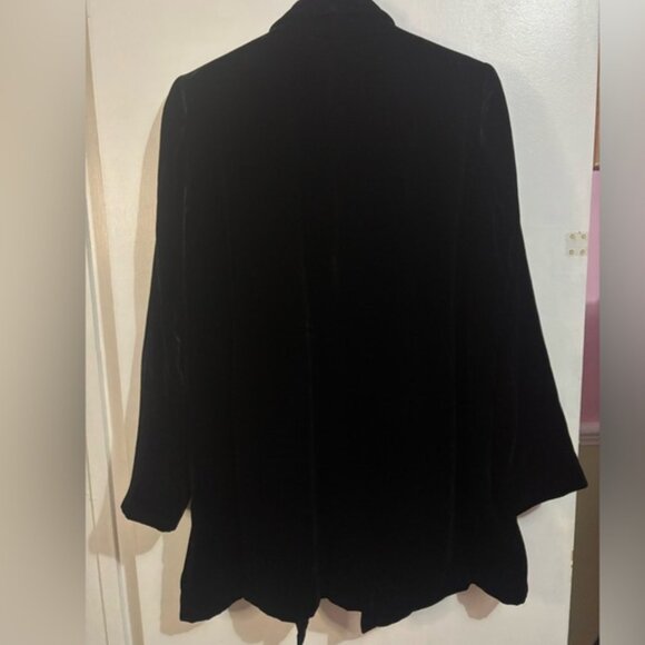 Lafayette 148 New York Cecily Velvet Open-Front Topper Jacket - Black XL - Picture 3 of 4